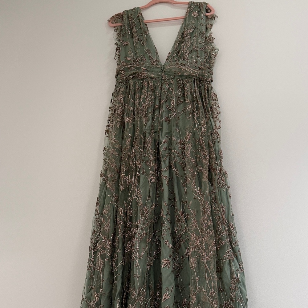 Soieblu Baltic Born Sage Green Dress with Gold Detailing